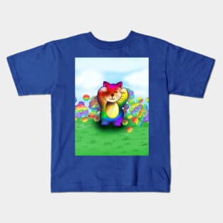 Cute rainbow lucky cat Kids T-Shirt